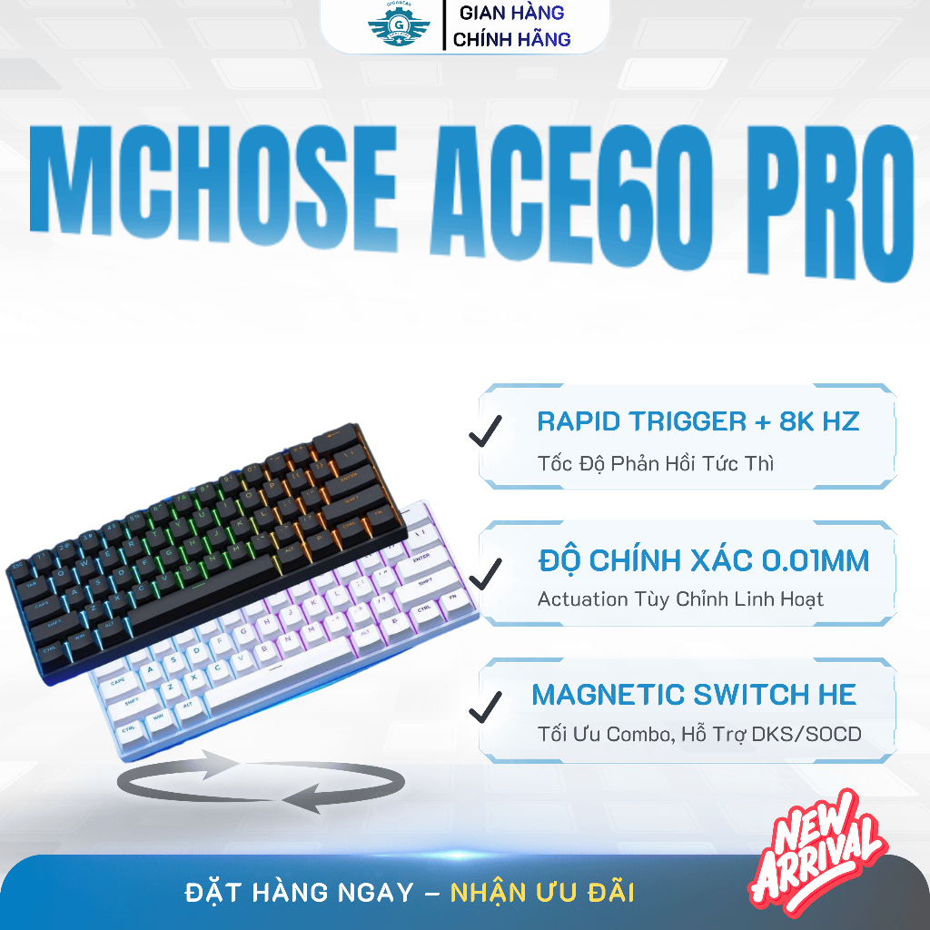 ⚡[Cực Hot] Bàn Phím Cơ Mchose Ace60/Ace68 Pro HE, Hotswap, 8KHz, Rapid Trigger, SnapTap SOCD, 0.01mm