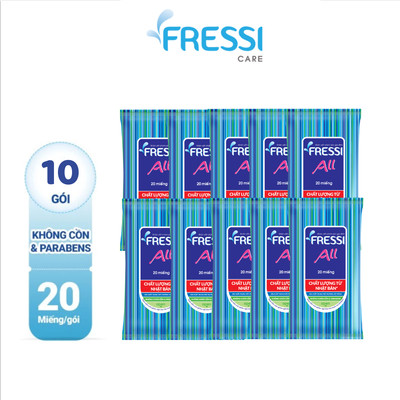 Combo 10 Khăn ướt chăm sóc gia đình Fressi Care All 20 miếng/gói