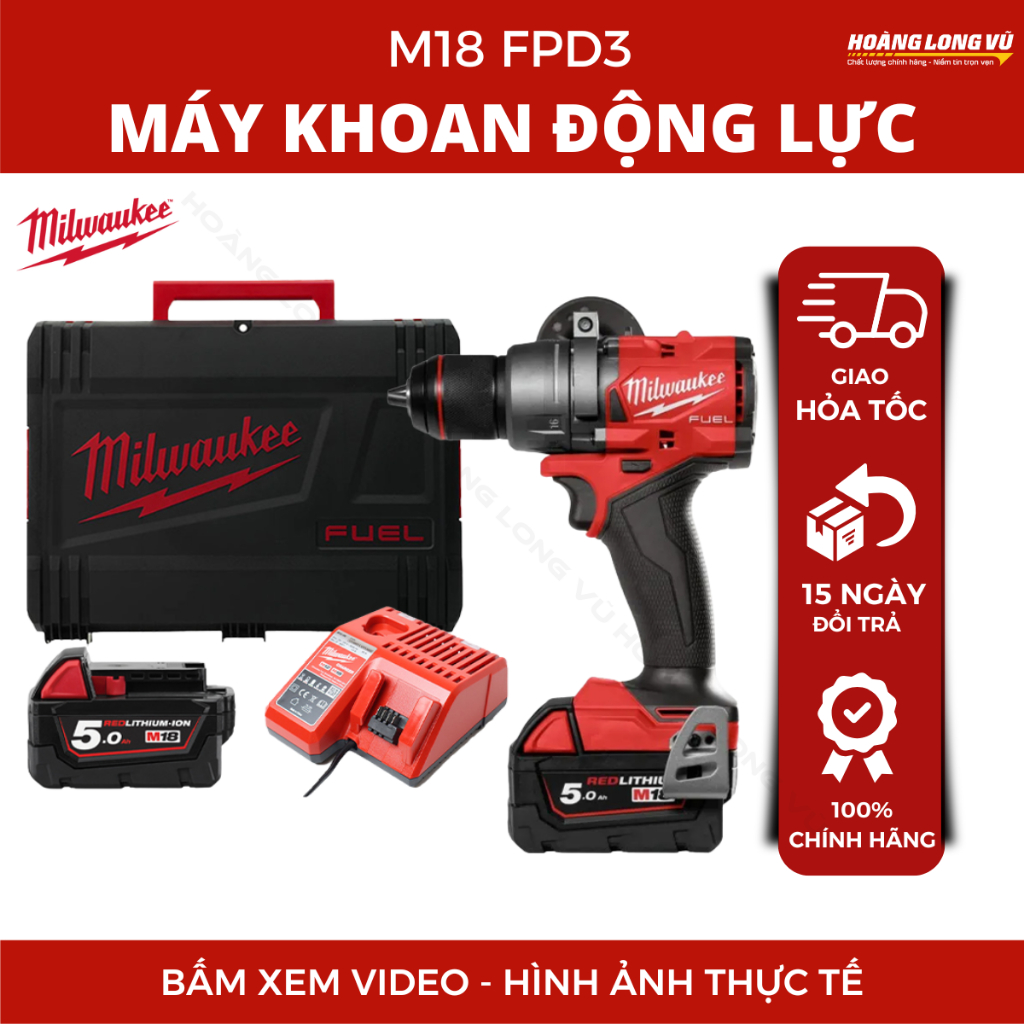 Máy Khoan Động Lực Milwaukee M18 FPD3 |Milwaukee 2904-20 Gen 4 | Khoan Tường, Gỗ, Sắt, Bắt Vít
