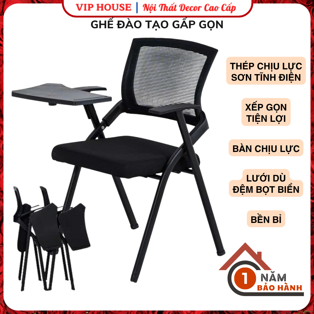Ghế Văn Phòng Gấp Gọn, Ghế Đào Tạo Có Bàn Mini Để Dụng Cụ Ngồi Học Tại Trung Tâm, Họp Hội Trường Xếp