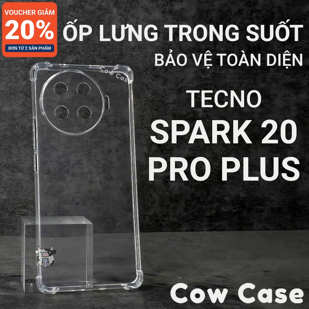 Ốp lưng Tecno Spark 20 Pro+ Plus chống sốc silicon dẻo trong Cow case | Vỏ điện thoại Techno bảo vệ 