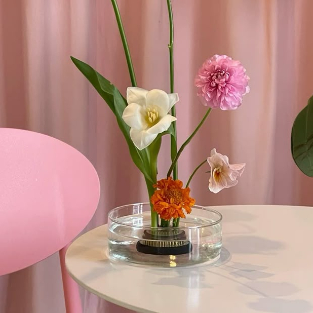 Đĩa thủy tinh cắm hoa Ikebana trang trí nhà cửa BT068 Vase&Flower, đĩa trồng cây thủy sinh decor