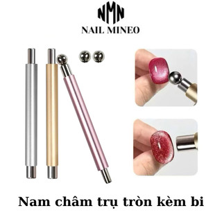 Nam châm 2 đầu inocx - Nam châm hai đầu mix bi tròn đẩy mắt mèo siêu nhanh - Nail Mi Mineo