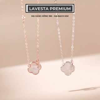  Dây chuyền bạc nữ mạ vàng hồng 18K và mạ bạch kim LAVESTA LAV063 cỏ 4 lá phiên bản mini Tiny four leaf clover 