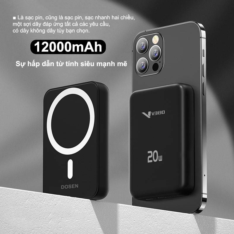 Dosen Pro Mini Từ Tính Không Dây 10000mah 12000mAh 22.5W Sạc Nhanh Power Bank có nam châm thích hợp cho phone | BigBuy360 - bigbuy360.vn