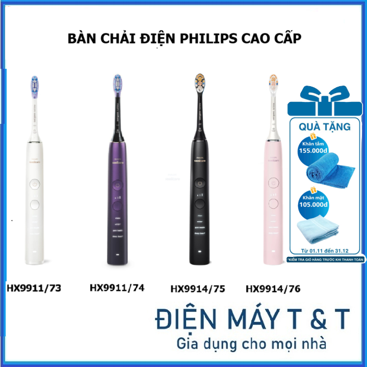 Bàn chải điện cao cấp Philips HX9911/73 - HX9911/74 - HX9914/75 - HX9914/76 - Hàng chính hãng bảo hà