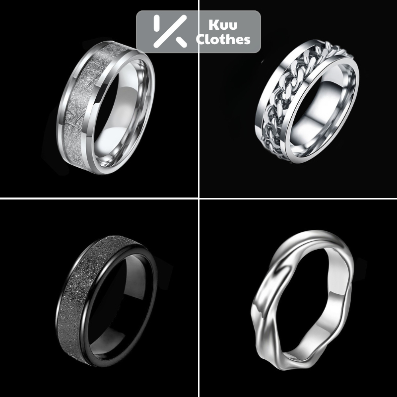 Nhẫn nam titan thời trang Kuu Clothes thiết kế nhiều kiểu dáng âu mỹ dễ phối đồ - Nhẫn Tổng Hợp