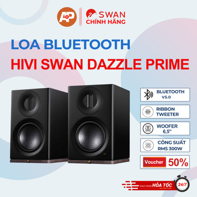 Loa bookshelf bluetooth SWAN Dazzle Prime - Bluetooth 5.0 - Công suất 300W RMS - Hàng chính hãng - Bảo hành 18T