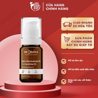 Serum Drceutics Kiềm Dầu, Hỗ Trợ Dưỡng Sáng, Mờ Thâm Basic Niacinamide 8% + L-Carnitine 2% Purifying Serum 40g