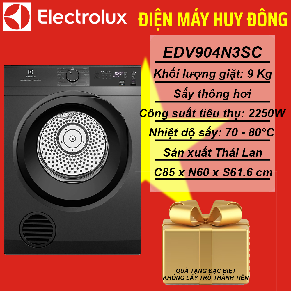 Máy sấy thông hơi Electrolux UltimateCare 9 kg EDV904N3SC