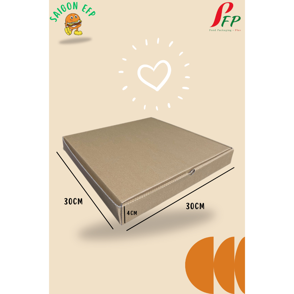 [Combo 50 cái] Hộp Đựng Pizza Size 30x30x4 cm