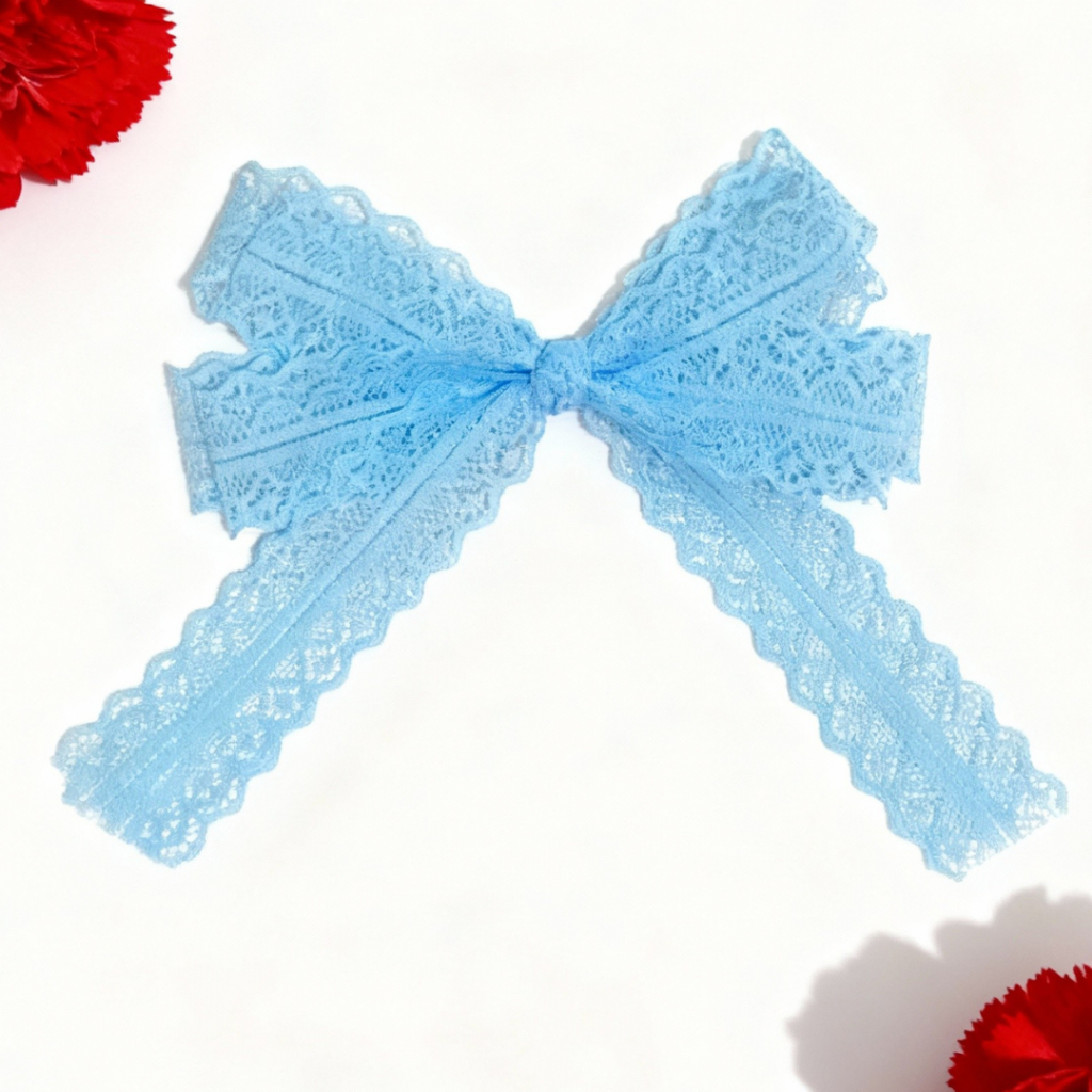 Kẹp Tóc Nơ ren cao cấp 🎀 Đứng form đẹp, dày dặn – Phụ kiện cột tóc (~13cm x 13cm)