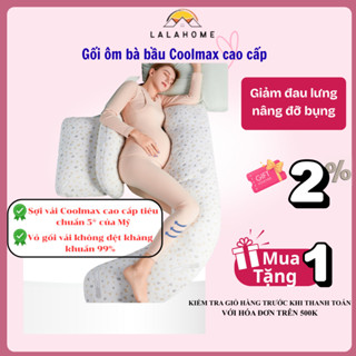 Gối ôm bà bầu Coolmax cao cấp, Gối bầu đa năng hỗ trợ giảm đau lưng nâng đỡ bụng giúp mẹ bầu ngủ ngon
