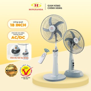  Quạt Sạc Tích Điện để bàn AC&DC 18 inch Honjianda FL608   FL818 - có đèn LED hỗ trợ cúp điện remote điều khiển từ xa 