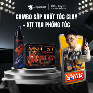  Combo sáp MENITEMS sáp vuốt tóc Clay và Xịt tạo phồng tóc tự nhiên lên đến hơn 10H hương thơm lôi cuốn 