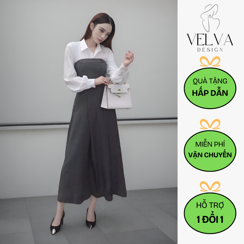 ĐẦM CÔNG SỞ CAO CẤP – FORM SƠ MI PHỐI CÚP NGỰC TÔN DÁNG -  [VT24201H]