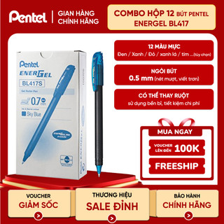  Hộp 12 Bút Bi Nước Mực Gel Nhật Bản Pentel Energel BL417 | 12 Màu Mực | Ngòi 0.7mm | Công Nghệ Mực Siêu Nhanh Khô | Khôn 