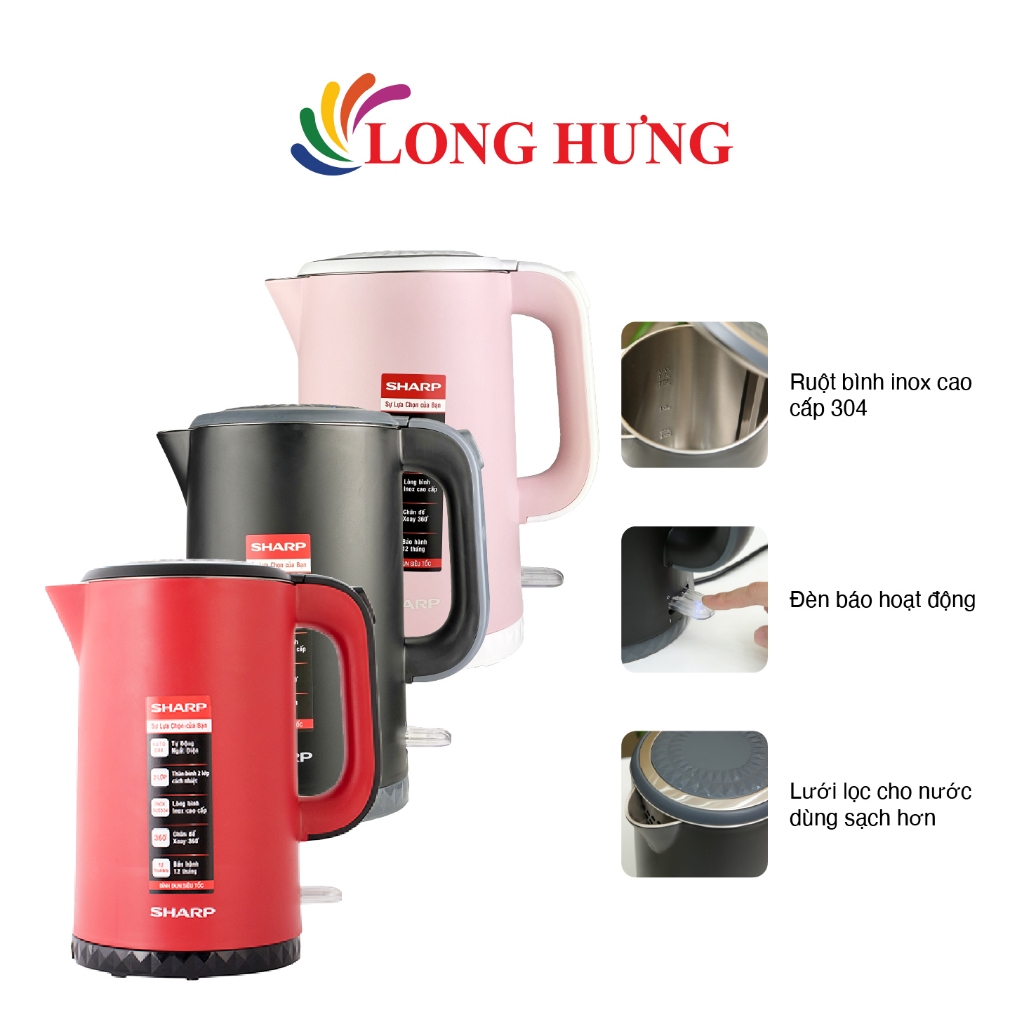 Bình đun siêu tốc Sharp 1.7 lít EKJ-17EVPS - Hàng chính hãng