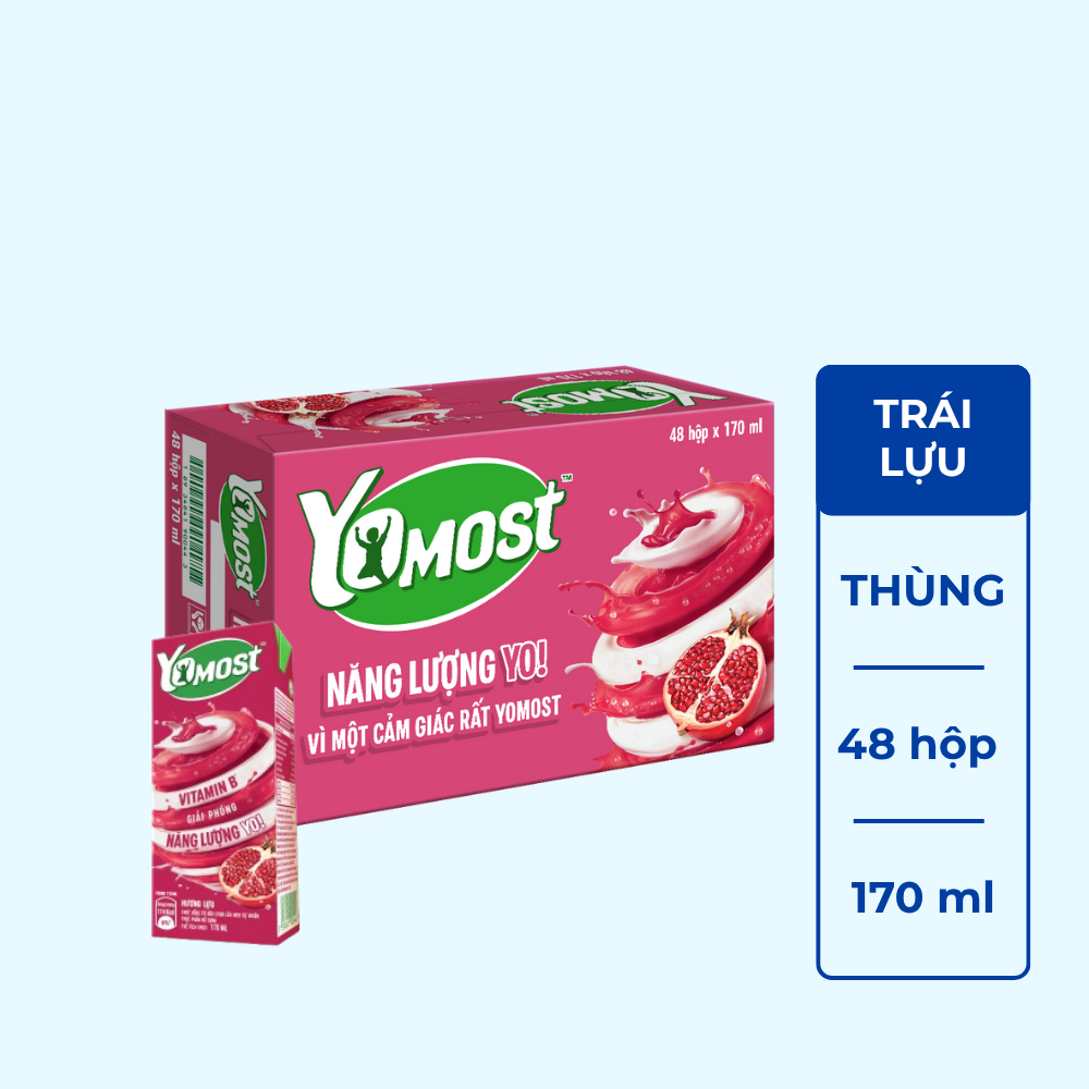 Thùng 48 Hộp Sữa Chua Lên Men Tự Nhiên Yomost Trái Lựu (170ml/Hộp)