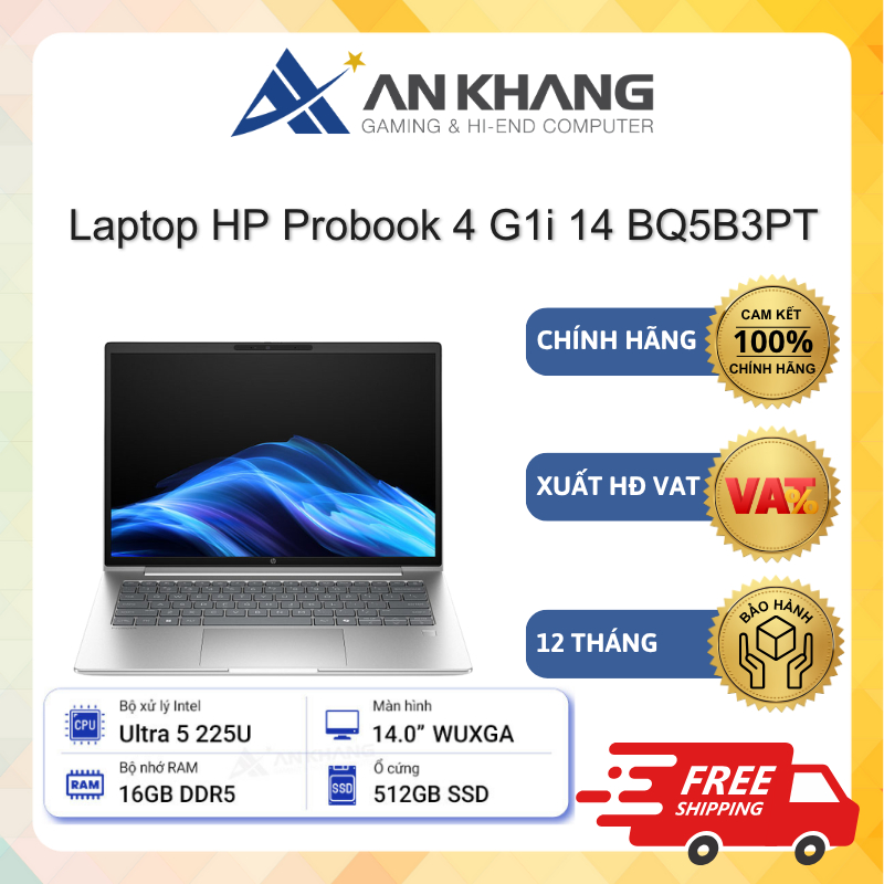 Laptop HP Probook 4 G1i 14 BQ5B3PT (Ultra 5-225U,16GB RAM,512GB SSD, 14"WUXGA, Win11) Chính hãng Bảo