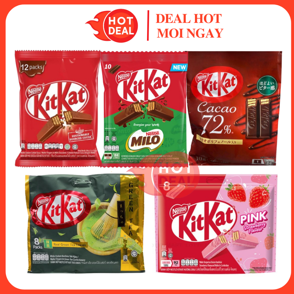 [ĐỦ VỊ] Socola Nestle Kitkat Thanh Đủ Vị Dâu/Matcha/Trà Sữa/Cacao/Milo