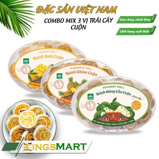 [Siêu tiện lợi] Combo 3 bánh cuộn miền tây: mãng cầu, xoài, khóm - 200g - Thương hiệu TƯ BÔNG - Kingsmart