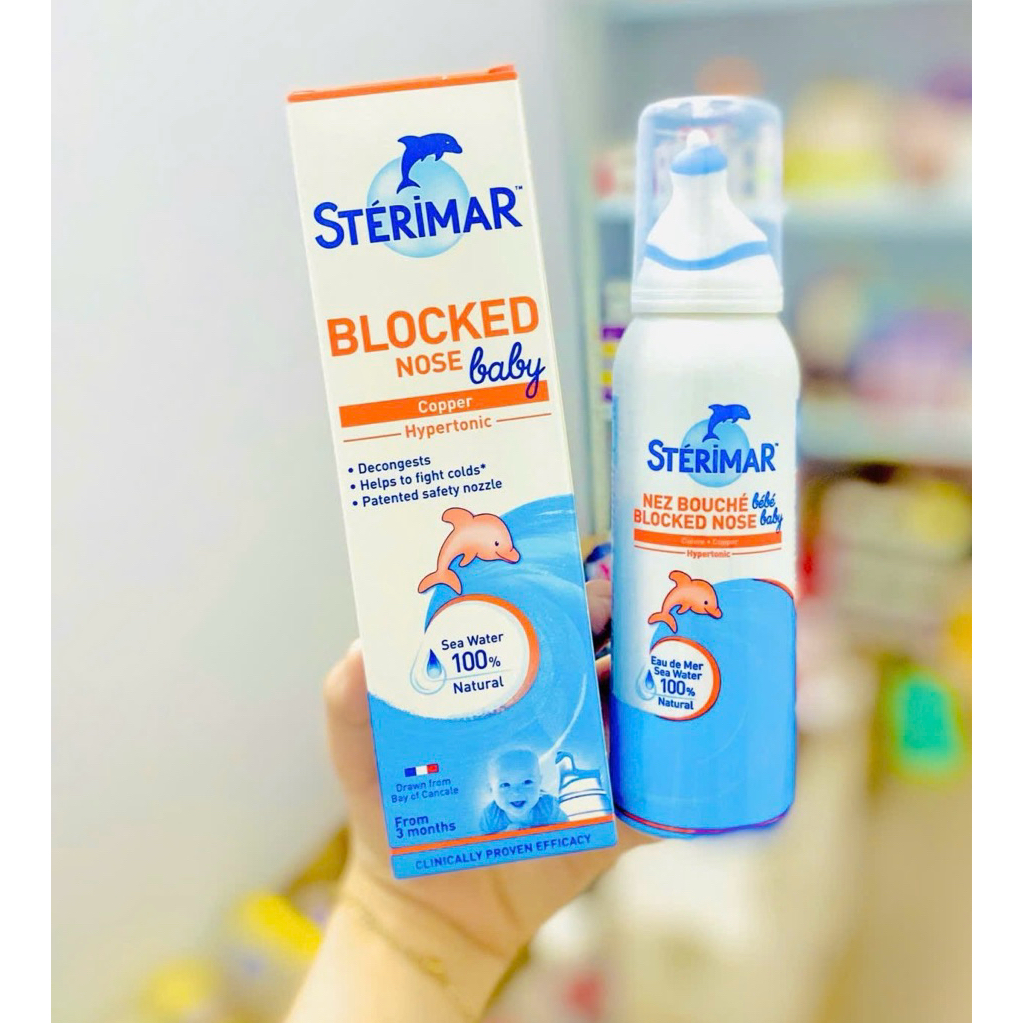 Date 03/27 Xịt muối biển cá heo Sterimar Pháp 100ml (loại màu cam)