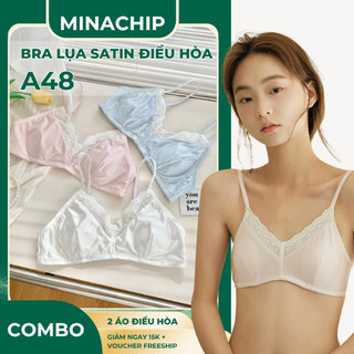 Áo lá lụa phối ren, dáng cài sau mềm mại thoáng mát MINACHIP, A48 cho bé 30-65kg