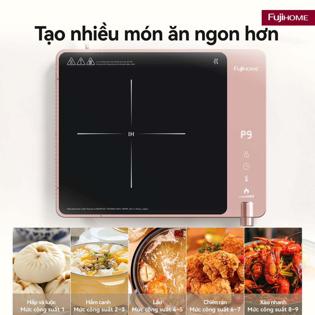 Bếp từ đơn FUJIHOME IC1207P Nhập khẩu 9 mức nhiệt 1900W, điều khiển cảm ứng- núm vặn, hẹn giờ tự động ngắt thông minh | BigBuy360 - bigbuy360.vn