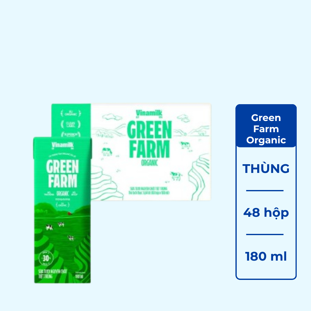 Thùng 48 hộp Sữa Tươi Tiệt Trùng Vinamilk Green Farm Organic 180ml