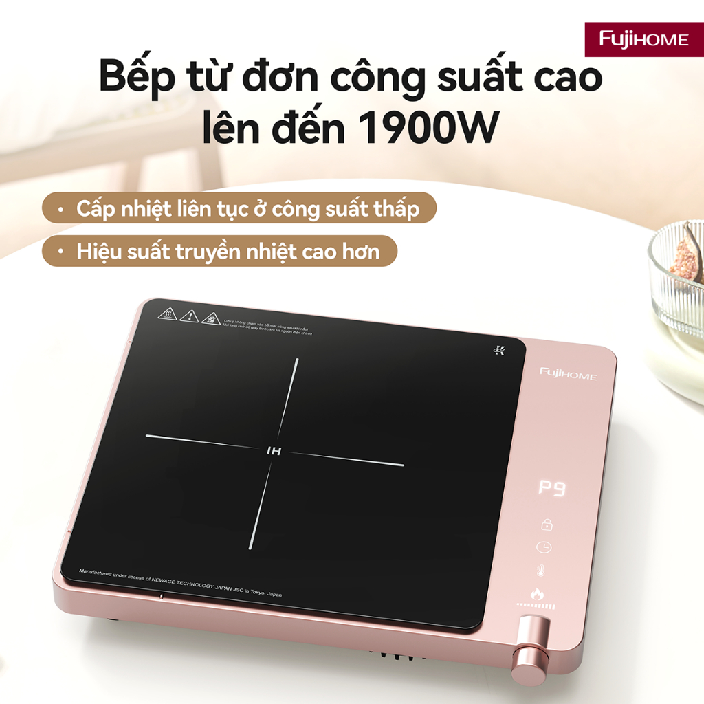 Bếp từ đơn FUJIHOME IC1207P Nhập khẩu 9 mức nhiệt 1900W, điều khiển cảm ứng- núm vặn, hẹn giờ tự động ngắt thông minh | BigBuy360 - bigbuy360.vn