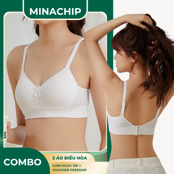 Áo bra điều hòa học sinh chất cotton lưới mềm, dáng cài sau mềm mại thoáng mát MINACHIP, A42 cho bé 30-65kg