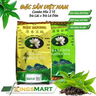   Siêu tiện lợi  Combo mix 2 túi trà lá dứa & trà lài 250g - Đặc sản Lâm Đồng - Thương hiệu HẬU HƯƠNG - Kingsmart 