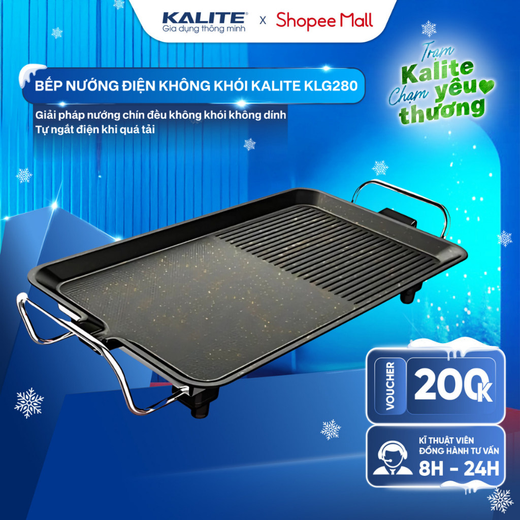 Bếp Nướng Điện KALITE KLG280, Bếp Nướng Chống Dính Bếp Nướng Chín Đều Không Khói Cao Cấp An Toàn Cho Sức Khoẻ 1500W