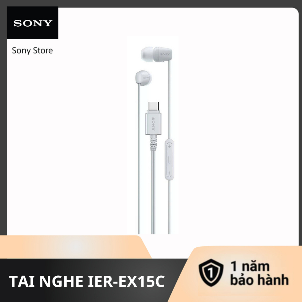 Tai nghe có dây Sony IER-EX15C cổng USB-C, nam châm Neodymium, tích hợp micro và chỉnh âm lượng | BigBuy360 - bigbuy360.vn