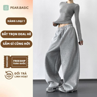  Quần nỉ ống rộng lưng cao tôn dáng Quần nữ ổng rộng vải nỉ ép mịn cạp thun dây rút tiện lợi Q128 