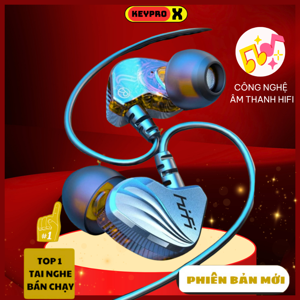 Tai Nghe Nhét Tai HiFi S2000 Pro Super Bass Chống Ồn Cực Tốt, Âm Thanh Khủng, Chơi Game