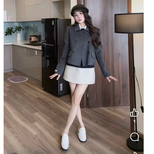 Áo khoác dạ lông cừu 8083 QC (sẵn)