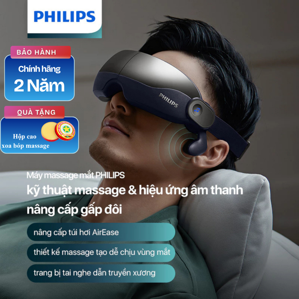 Máy Massage Mắt PHILIPS PPM2702 - Massage Túi Khí Thư Giãn - Kết Nối Bluetooth Nghe Nhạc
