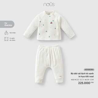  Nous Noel Newborn Bộ quần áo dài cài lệch sơ sinh cho bé trai bé gái họa tiết noel mềm ấm BST T11 