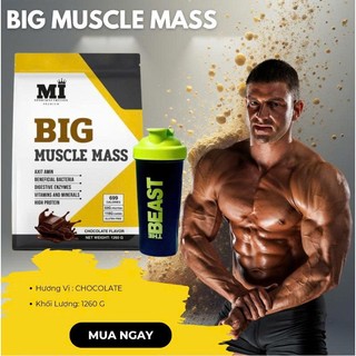 BỘT BIG MUSCLE MASS VỊ CHOCOLATE TÚI 1260G [KÈM BÌNH PHA 600ML]