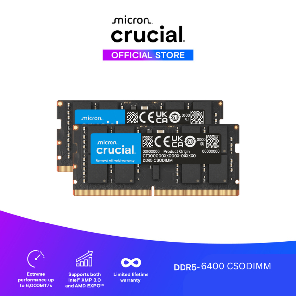 RAM Laptop CRUCIAL DDR5 6400MHz CSODIMM CT16G64C52CS5 – Hàng Chính Hãng