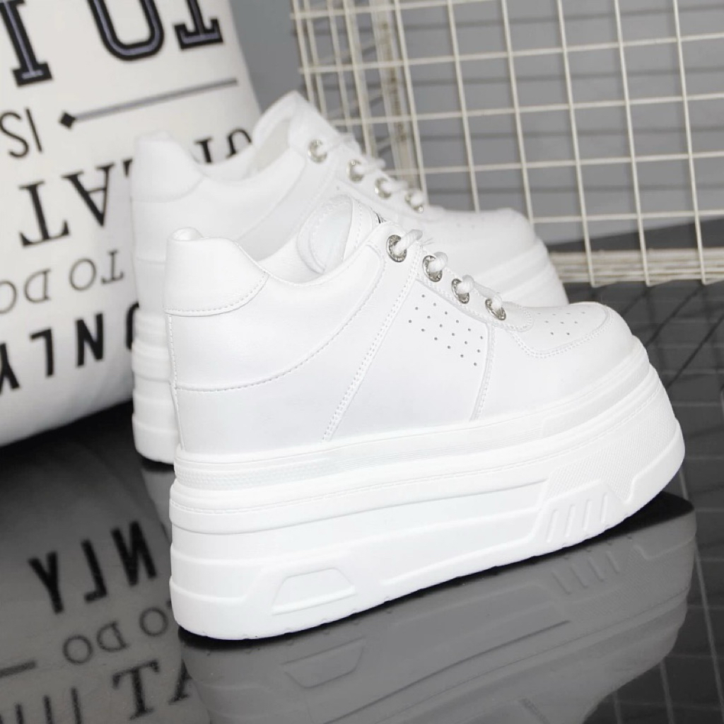 [ Sẵn trắng 34] Giày thể thao nữ đế độn 10cm,12cm