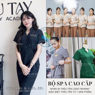  Đồng phục Spa thắt nơ cổ tàu dáng trẻ trung quần áo Thẩm mỹ viện Nữ siêu đẹp CAO CẤP 