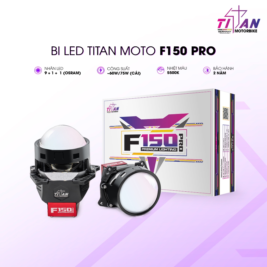 Bi LED Titan Moto F150 Pro - Hiệu Năng Cao, Lắp Đặt Dễ Dàng Cho Nhiều Dòng Xe - Titan Moto