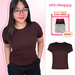   1  Áo Baby Tee Tay Ngắn Bigsize - Form Ôm Body - Vải Bo Gân Cotton 100% - 45kg đến 85kg 