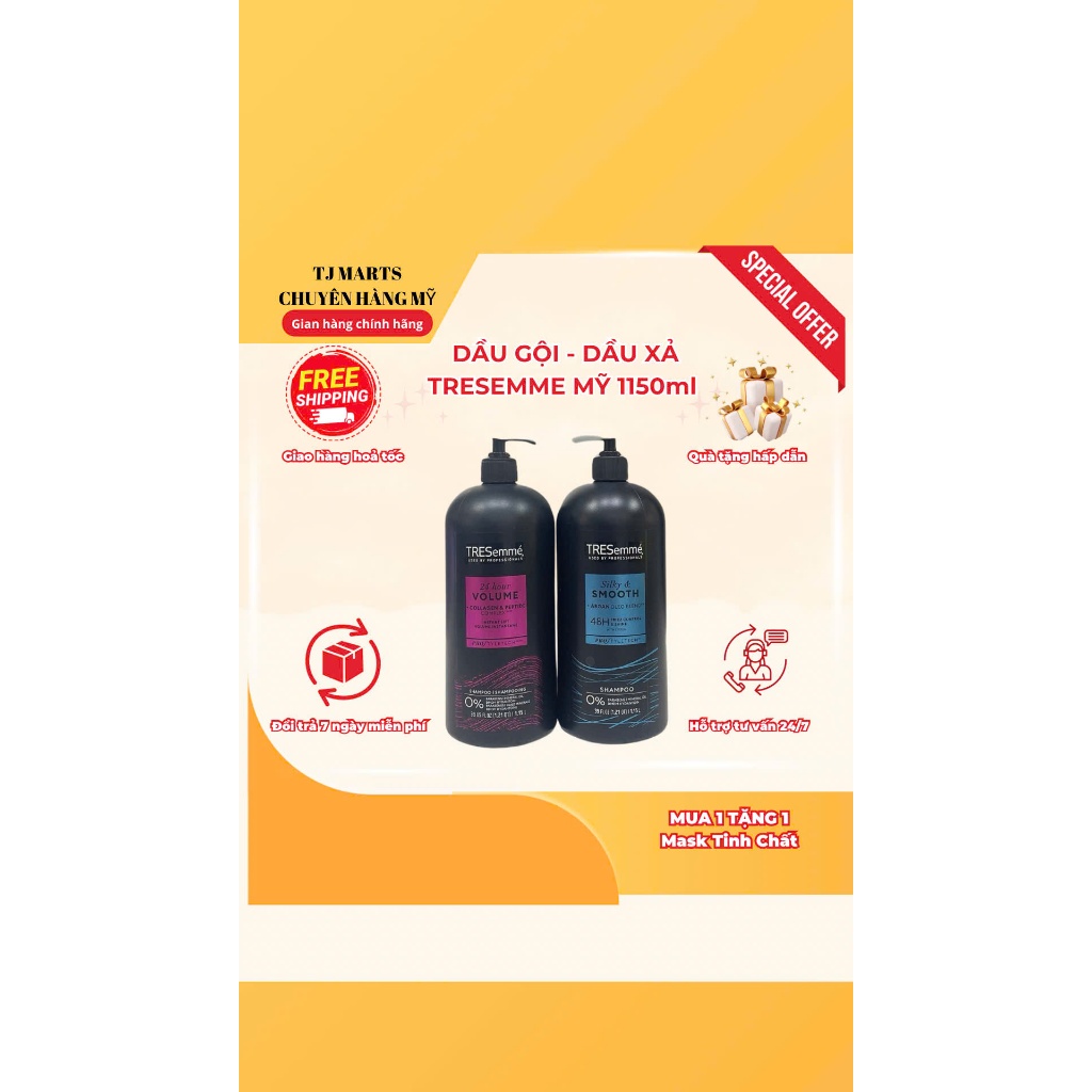 Tresemme Mỹ - CHAI VÒI 1150ML DẦU GỘI  24 HOUR GIÚP LÀM PHỒNG CHÂN TÓC MÁI TÓC BỒNG BỀNH DUNG TÍCH 1