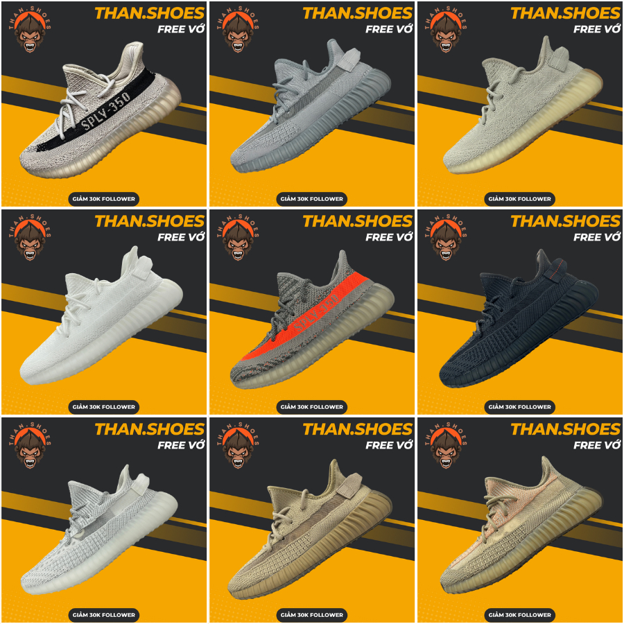 Giày Sneaker Yeezy 350, Yz350 Full 9 Mẫu Bản Cao Cấp Boost Nén Hạt (2) - Than.Shoes
