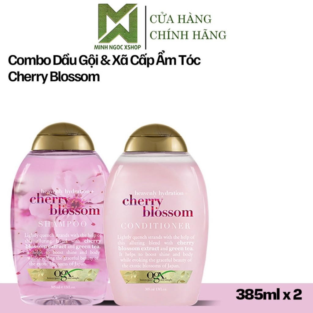 Dầu gội xả dưỡng ẩm cho tóc khô Ogx Cherry Blossom 385ML Chính hãng