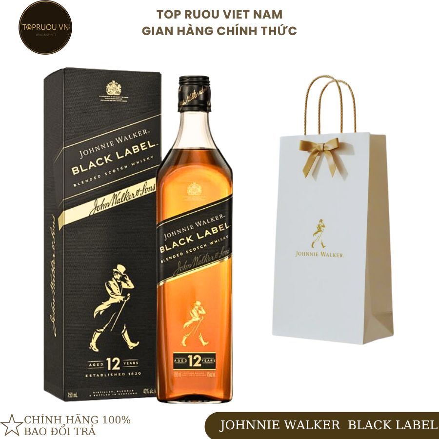 [TẶNG Túi Hãng] Rượu Whisky Johnnie Walker Black Label Hộp Quà Tết 750ml [Chính Hãng][Top Rượu VN]